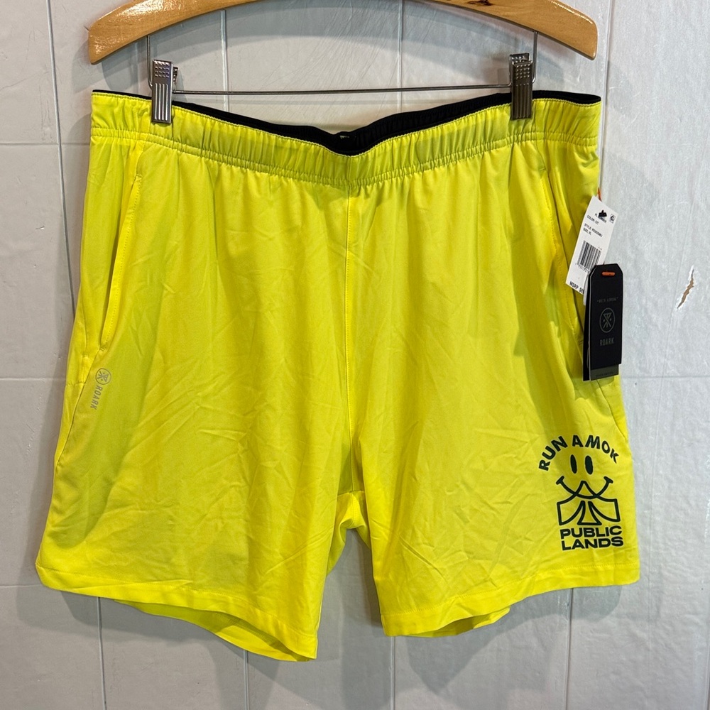 Roark NWT Bommer Ridge Short Yellow Lined Run Amok Shorts Sz XL